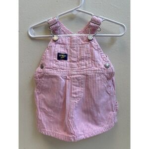OshKosh B Gosh Pink Stripe Bib Jumper Dress 0-3M Pink Excellent Vintage Vestbak